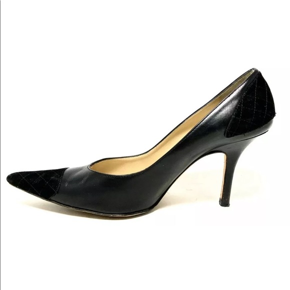 Michael Kors Black Pointed Quilted Cap Toe Pumps - Picture 6 of 8